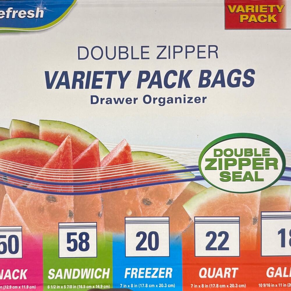 2 Super Fresh Variety Pack Double Zipper Bags